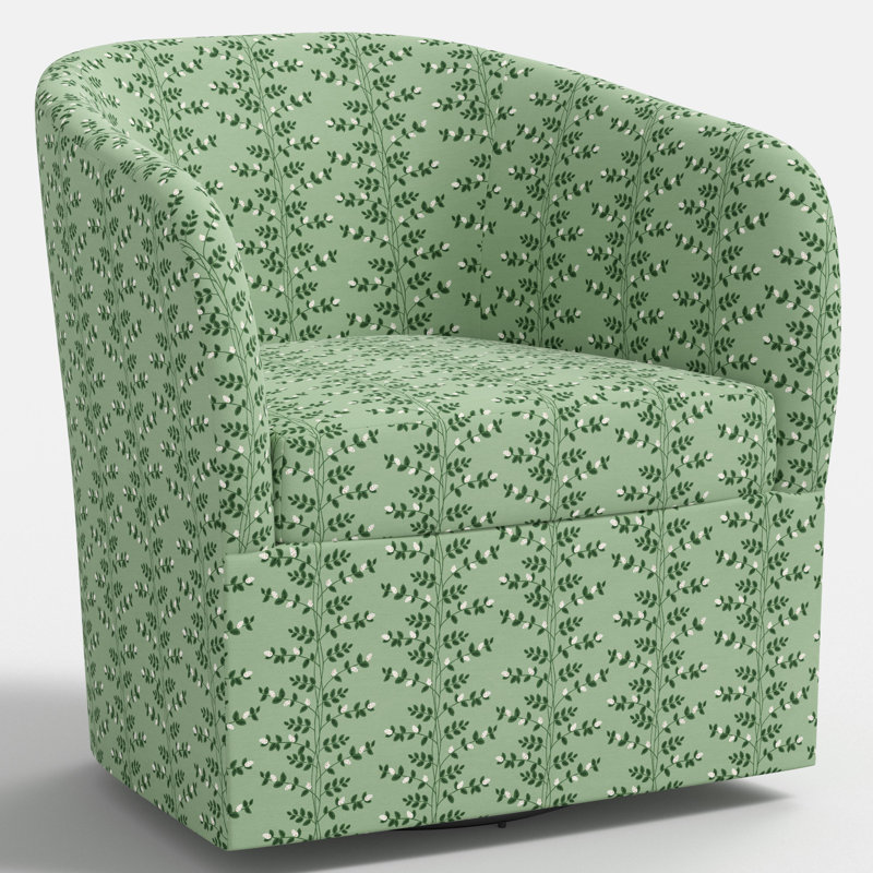 Pembroke Swivel Chair In Climbing Vines Green, Climbing Vines Green