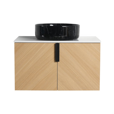 Meuble-lavabo 30 po avec lavabo d'art en céramique, porte à fermeture en douceur 2 po