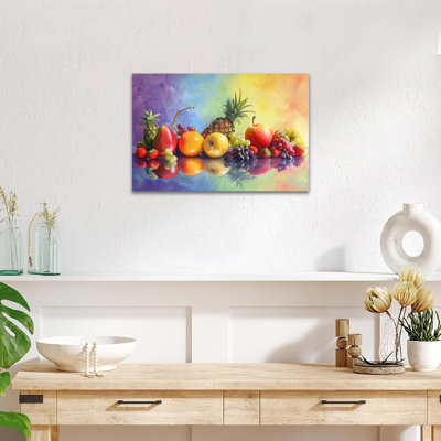 Coloré, fruits, Adriany, salle à manger, impressions sur toile, nature morte, œuvre d'art, affiche, peinture, peinture prête à être suspendue, encadrée pour la cuisine