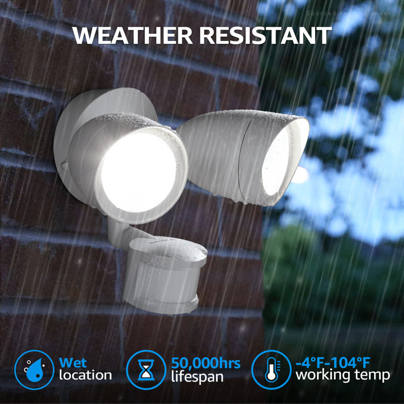 Dual Head 20-Watt LED Dusk to Dawn Outdoor Security Flood Light with Motion Sensor, White