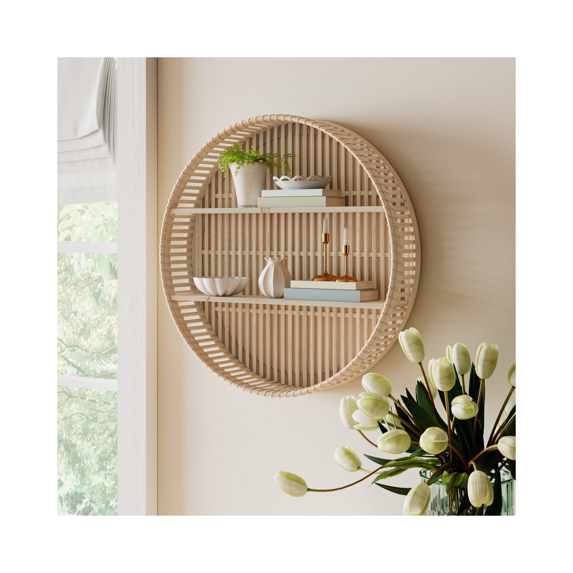 Wyat 2 Piece Circle Accent Shelf with Live Edge