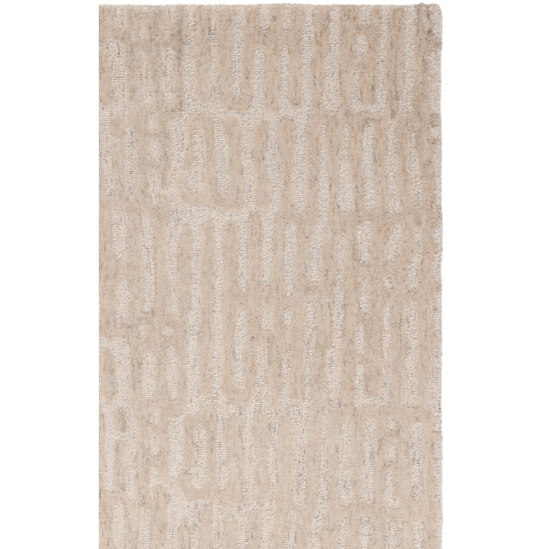 Hopley Ebony Hand Tufted Wool/Cotton Rug in Beige, Rectangle 8' x 10'