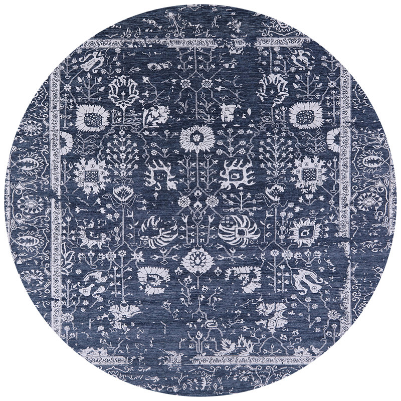 Tapis bleu marine / blanc Sharen, Rond 6 pi