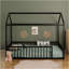 Structure de lit simple en métal de style Montessori, lit en forme de maison avec clôture pour enfants et tout-petits, assemblage facile, sans lattes, noir-231027132-231027131