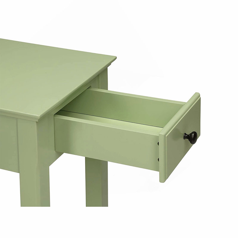 Plateau rectangulaire en bois avec un tiroir, vert clair