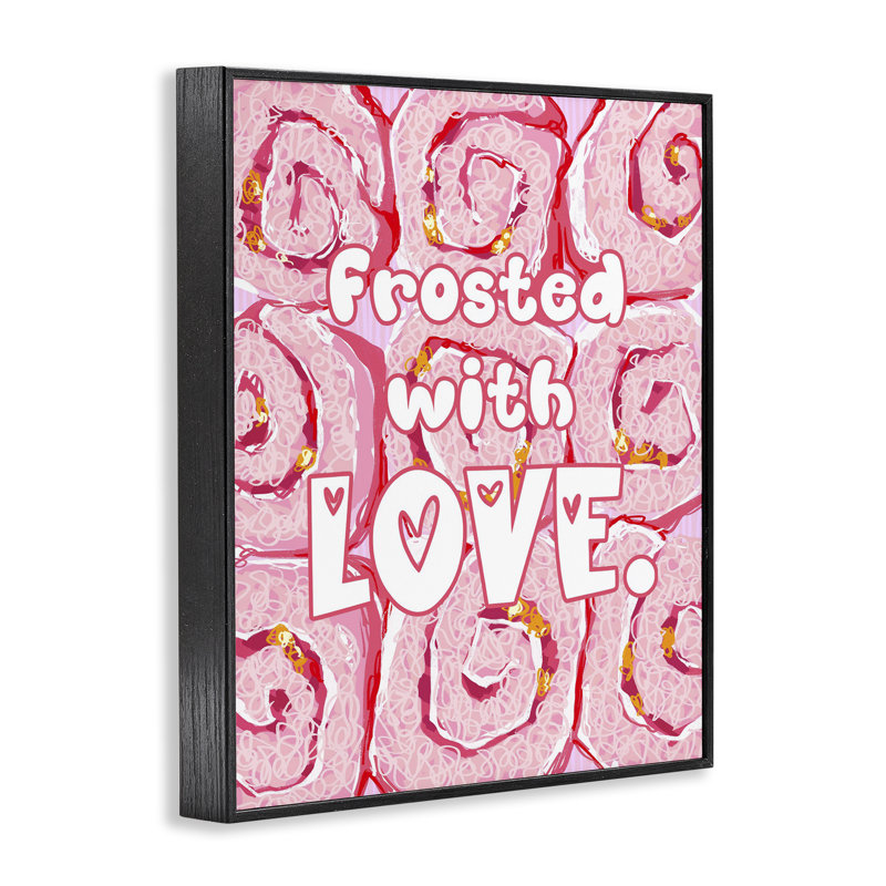 Giclée rose givrée avec amour, design par Ziwei Li, H 14 po x l 11 po, Giclée encadrée noir minuit