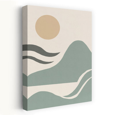Tableau mural abstrait moderne et paisible représentant un soleil serein et de l'eau
