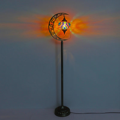 Magnifique lampe sur pied en vitrail à mosaïque turque
