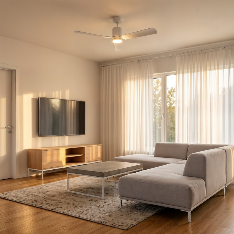 Visual Comfort Fan Cleancut Smart 54 LED Indoor Ceiling Fan with Threaded Downrod, Matte White ABS blades and Handheld Remote