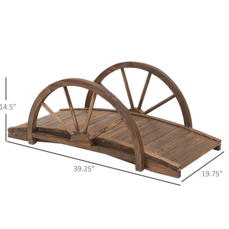 Passerelle de jardin en bois massif teinté 3,3 pi