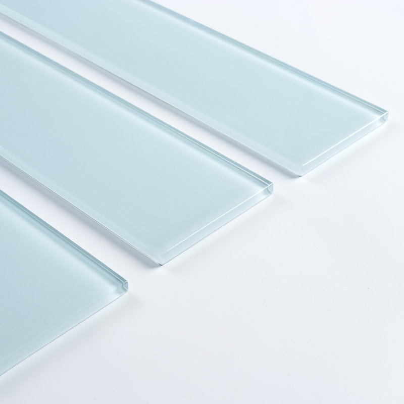 Carreau de métro en verre à bord droit 3 po x 12 po Quality Value Series, Bleu pastel