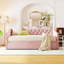 Lit de jour simple tapissier avec couchette escamotable, rose