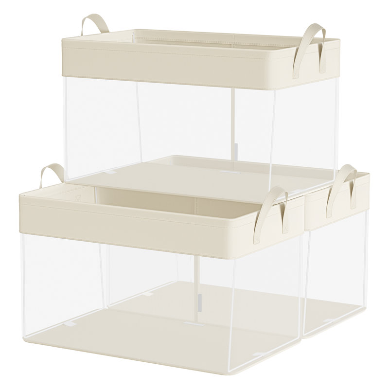 17 Stories Fabric Decorative Bin, White, 30 cm H x 50 cm W x 30 cm D