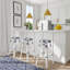 Tabouret de bar 30 po Alastair - Blanc / Rayures bleu marine / Structure en rotin blanc-799526643-799526605