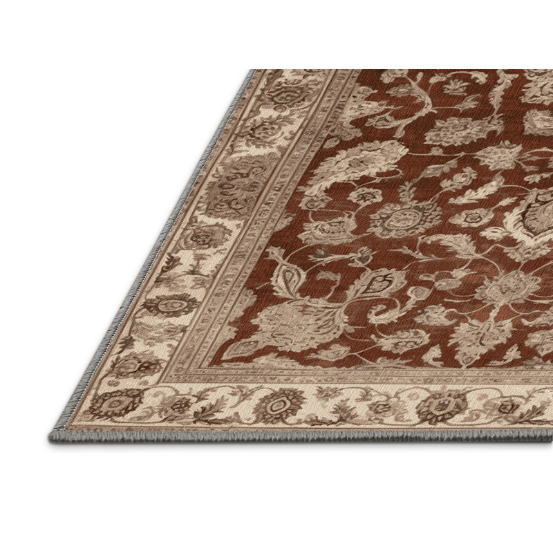 Machine Washable Persian Gray Area Rug, Round 4'