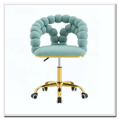 Chaise de bureau pivotante moderne en velours avec dossier à bulles, chaise de bureau roulante pour bureau à domicile