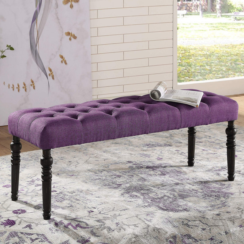 Banc de salle à manger capitonné en tissu Leviton, Mauve, Polyester