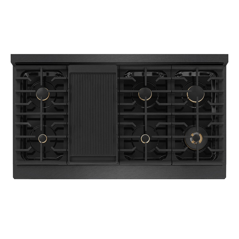 ZLINE 48 in. Paramount Double Oven Gas Range with 8 Burner Cooktop in Black Satin Stainless Steel