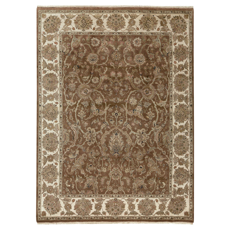 Tapis de grande qualitÃ©, nouÃ© Ã  la main, dans les tons brun et ivoire