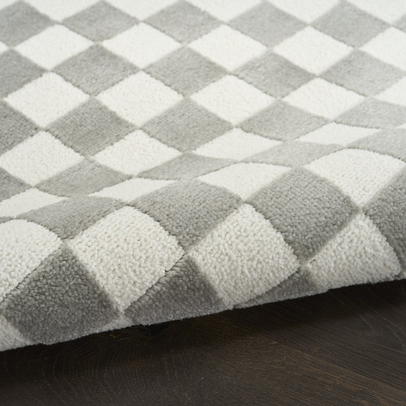 Ebern Designs Hornsey Ivory Grey Modern Indoor Rug, Rectangle 5'3" x 7'3"