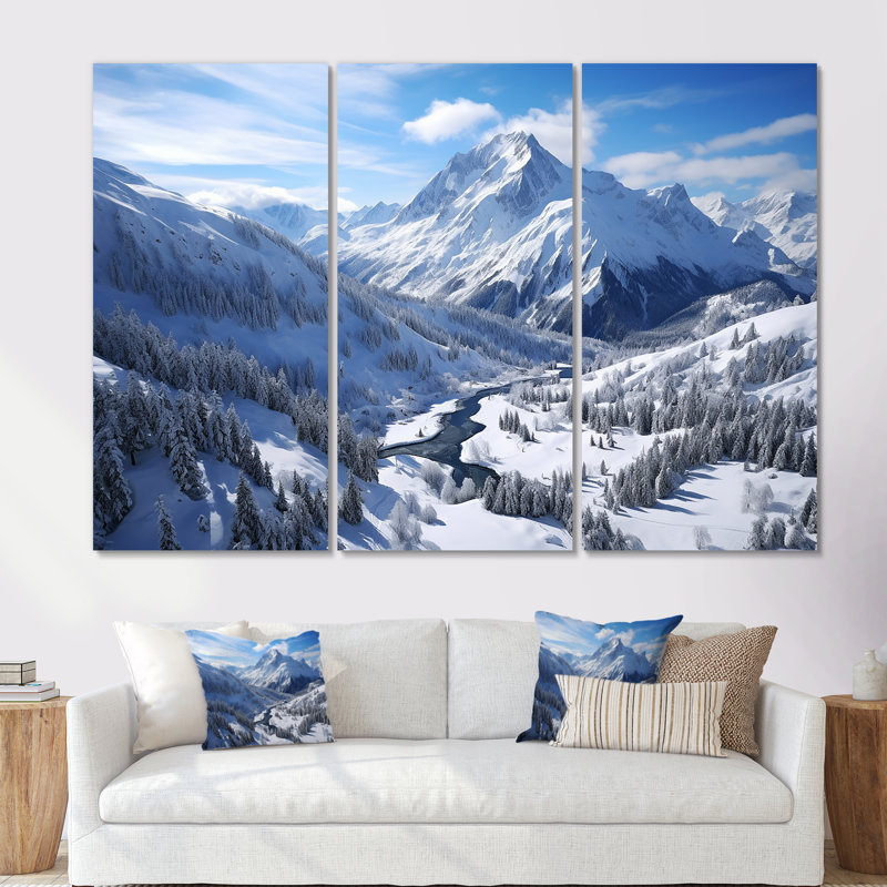 Pine Valley Winter Mountain Landscape V - Winter Landscape Wall Art, Wrapped Canvas, 40" H x 61" W x 1" D