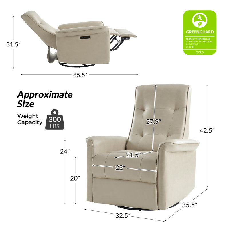 Fauteuil inclinable électrique pivotant électrique avec bascule Rovnak, Similicuir beige