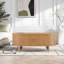 Table basse ovale en bois cannelé avec station de recharge-1752981892
