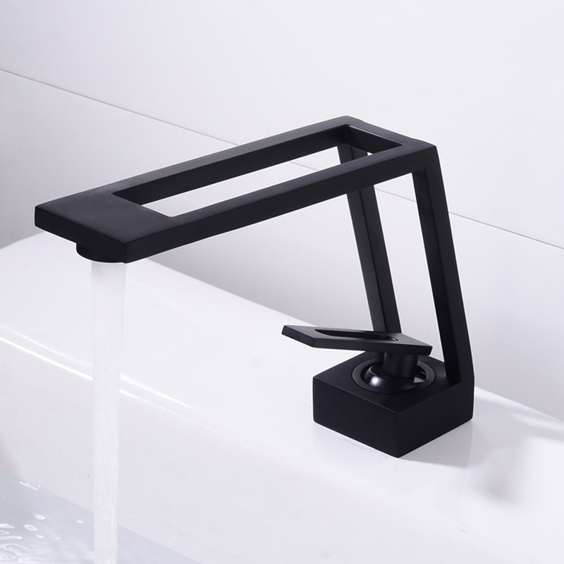 Modern Bathroom Sink Faucet Single Hole Bathroom Faucet Matte Unique Contemporary Vanity Faucets, Matte Black