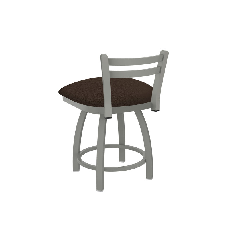 Tabouret de coiffeuse en métal Jackie, Nickel anodisé, Vinyle et café