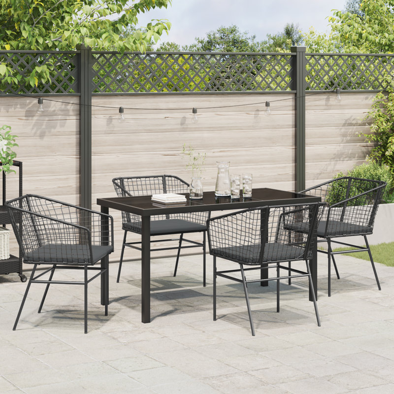 4 - Person Patio Dining Set Table,, 73cm H x 80cm W x 80cm D, Black