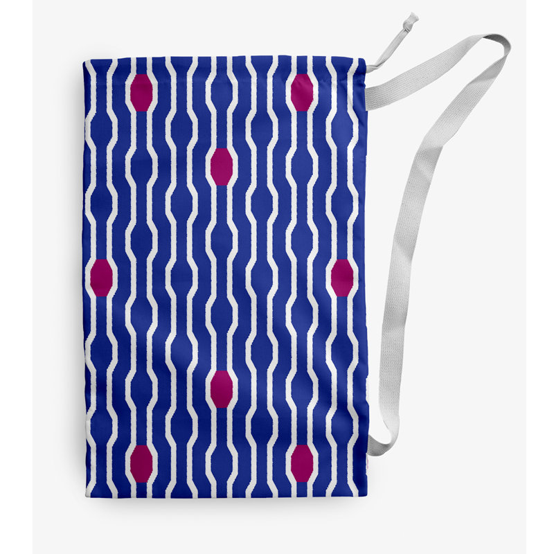 Sac à linge Nuts and Bolts, Moyen (H 36 po x l 28 po), Bleu marine / rouge