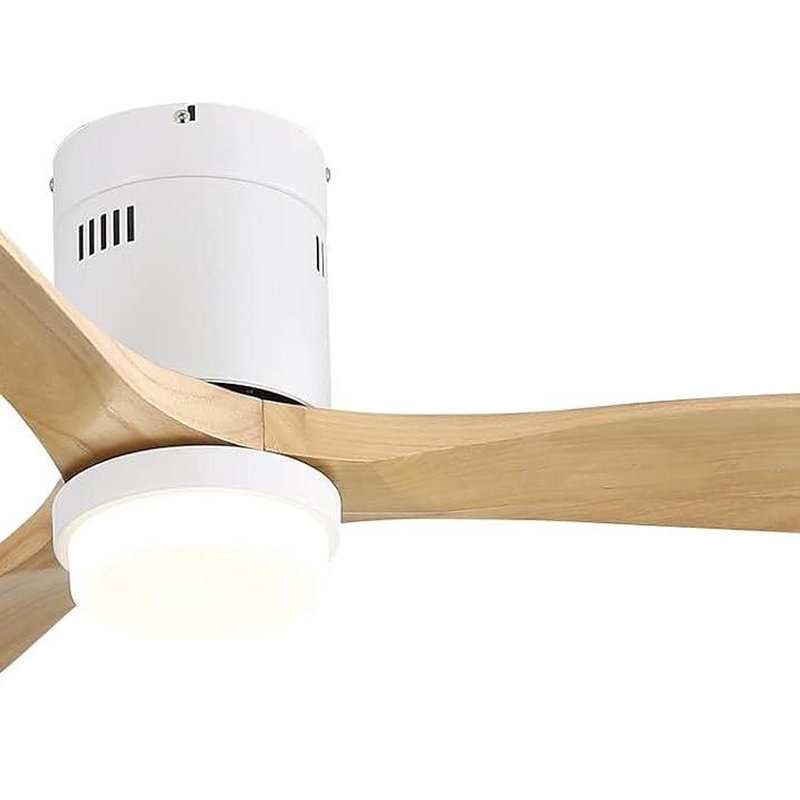 Ventilateur de plafond intelligent 52 pouces avec télécommande 6 vitesses et 3 pales en bois massif réversible pour moteur DC