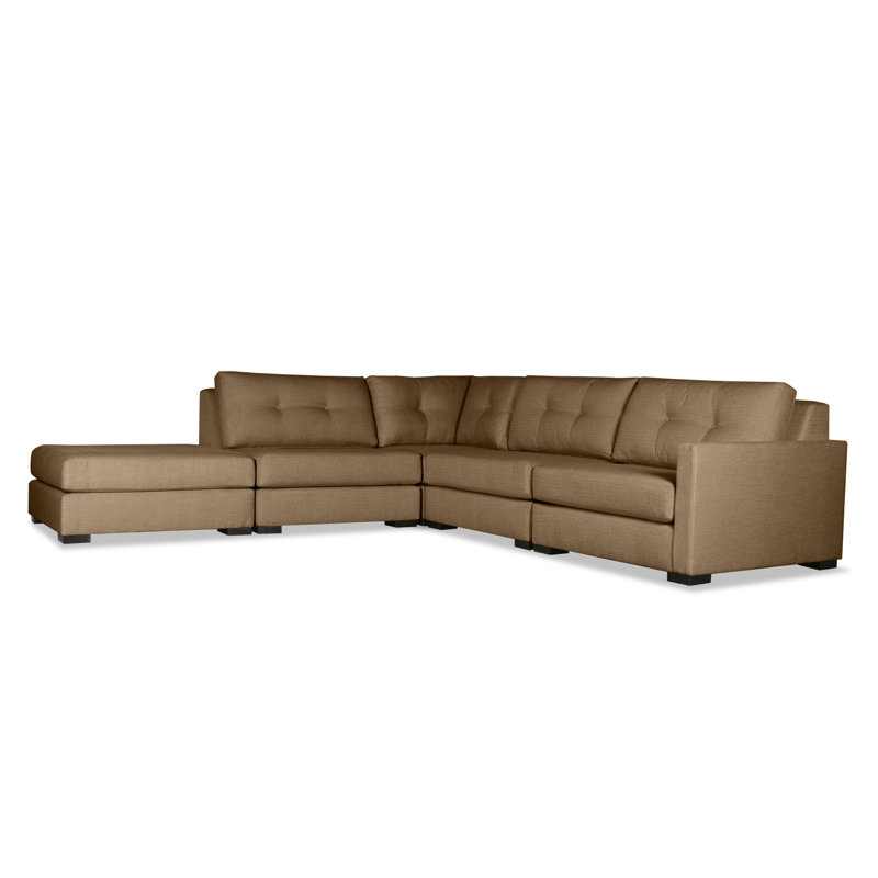 Seda 166" Wide Revolution Performance Fabrics Symmetrical Modular Sectional with Ottoman, Grey Revolution®, Left Hand Facing
