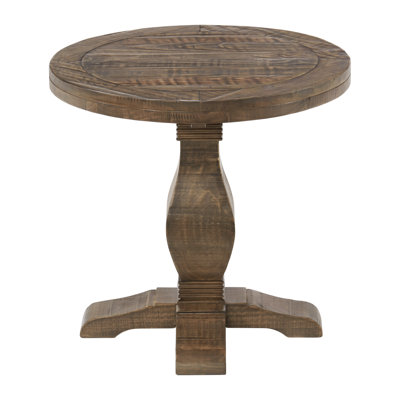 Sarcoline Solid Wood Round Pedestal End Table