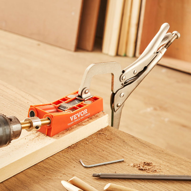 WFX Utility™ Pocket Hole Jig, 56 Pcs Mini Jig Pocket Hole System with 9" C-clamp, Step Drill, Wrench