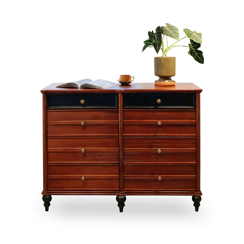 Armoire d'appoint en bois massif noir et noyer, H 36,22 po x l 47,24 po x P 15,75 po