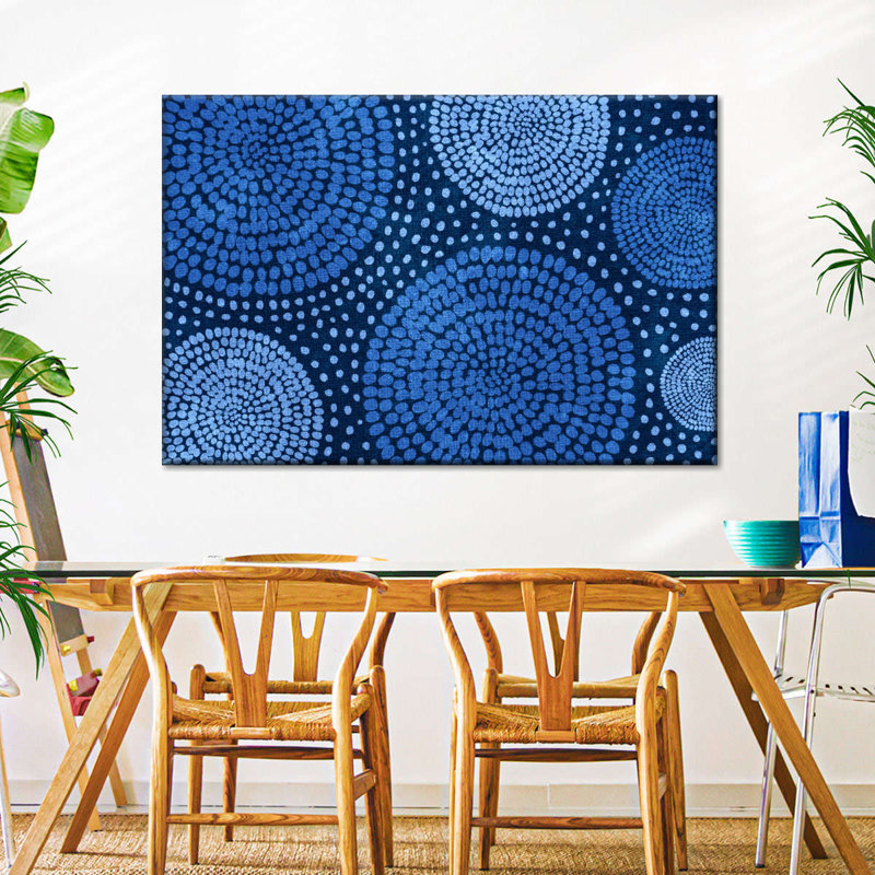 Cercles bleus d'Afrique sur toile, H 8 po x l 12 po x P 1 po