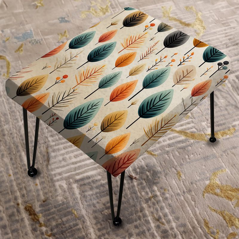 Teal and Beige Botanical Harmony I - Repose-pieds rectangulaire botanique