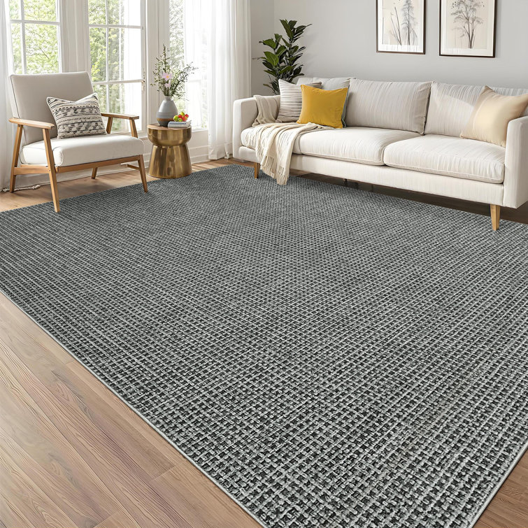 Modren Machine Washable Rug for Living Room Tiny Plaid Indoor Carpet for Home Decor Aesthetic Non-Slip Rug for Bedroom Dining Room Office Nursery Playroom Teen Dorm