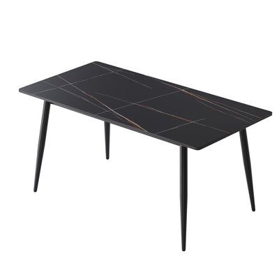 62.99" Modern Stone Straight Edge Leg Dining Table-Can Accommodate 6 People(Dining Table Only)