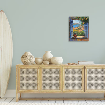  Mediterranean Window View Canvas Wall Art by LSR Design Studio