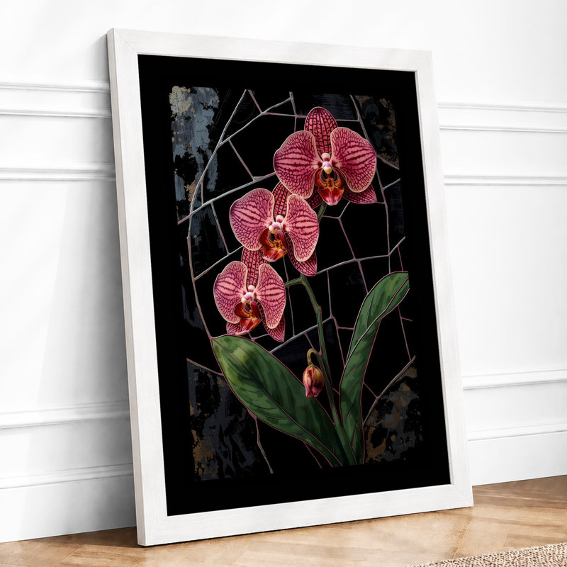 Orchids On Trellis Botanical - Print, A3 - 42.0 x 29.7 cm, White