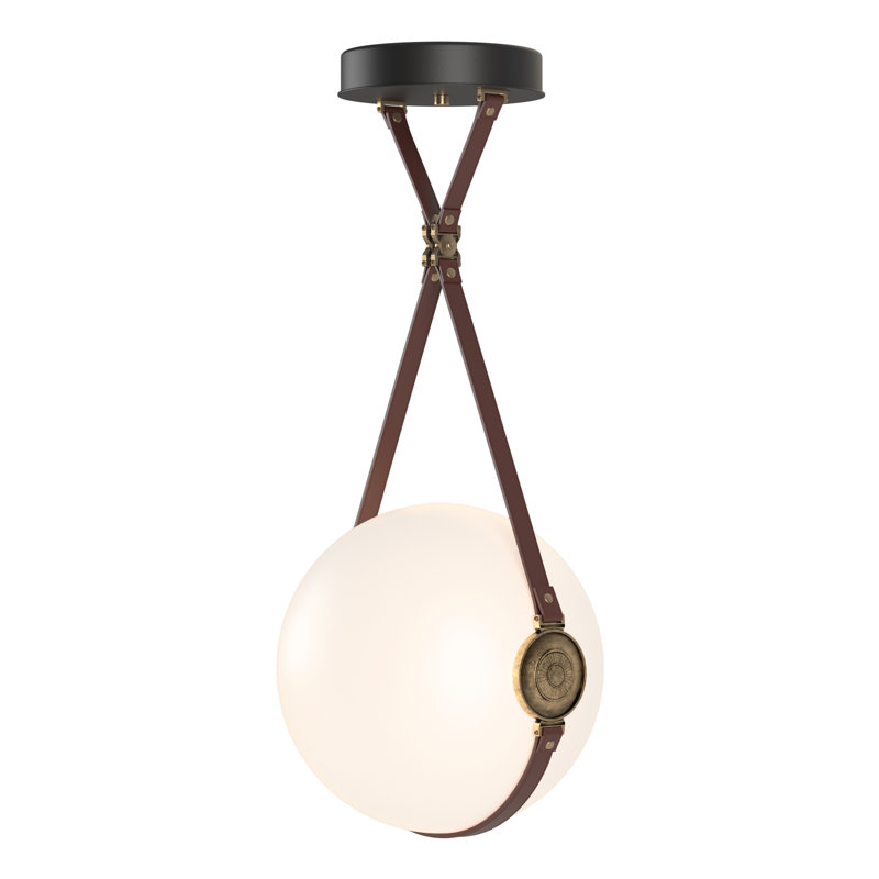 Luminaire suspendu à DEL Derby Globe, H 31 po x l 10,9 po x P 10 po, Nickel poli, Brun britannique