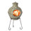 Foyer d'extérieur beige avec barbecue Chiminea