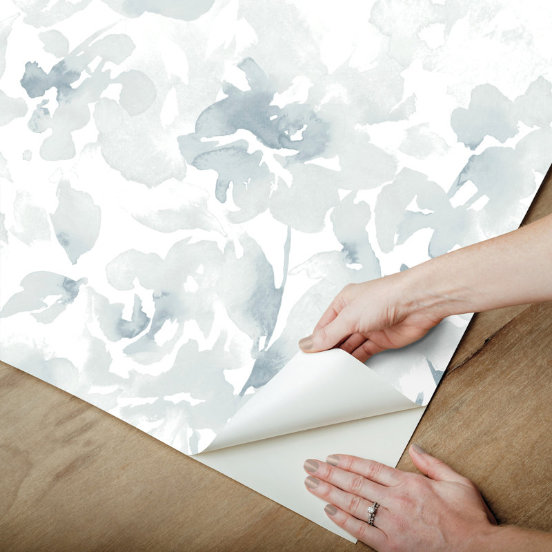 Papier peint floral Renewed, Bleu