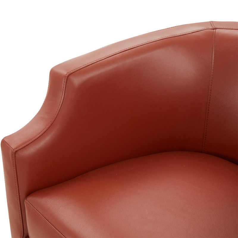 Fauteuil demi-tonneau pivotant et pivotant, Cuir véritable caramel