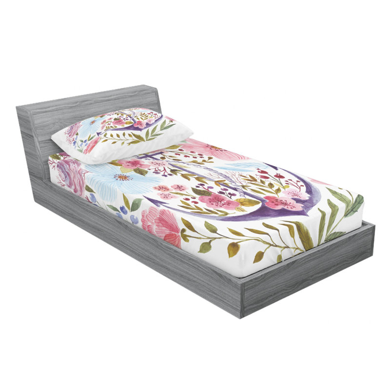 Microfiber Floral Sheet Set, Twin Sheet Set with Fitted Sheet
