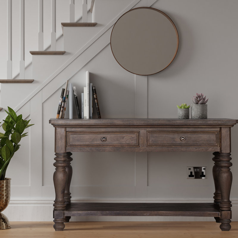 Lineville 50'' Solid Wood Console Table, Smoke Gray