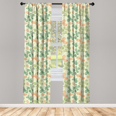 Botanic Floral Semi-Sheer Rod Pocket Curtain Panels