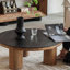 Table basse ronde en bois massif Wabi-sabi